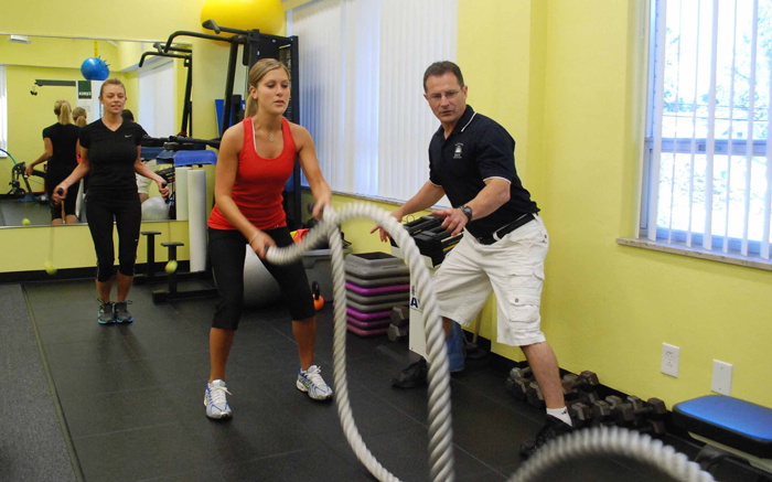 Greg Justice training 2 clients at AYC.